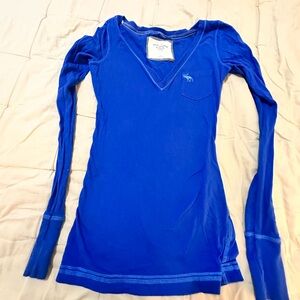 Abercrombie & Fitch Cobalt Blue V-Neck Shirt